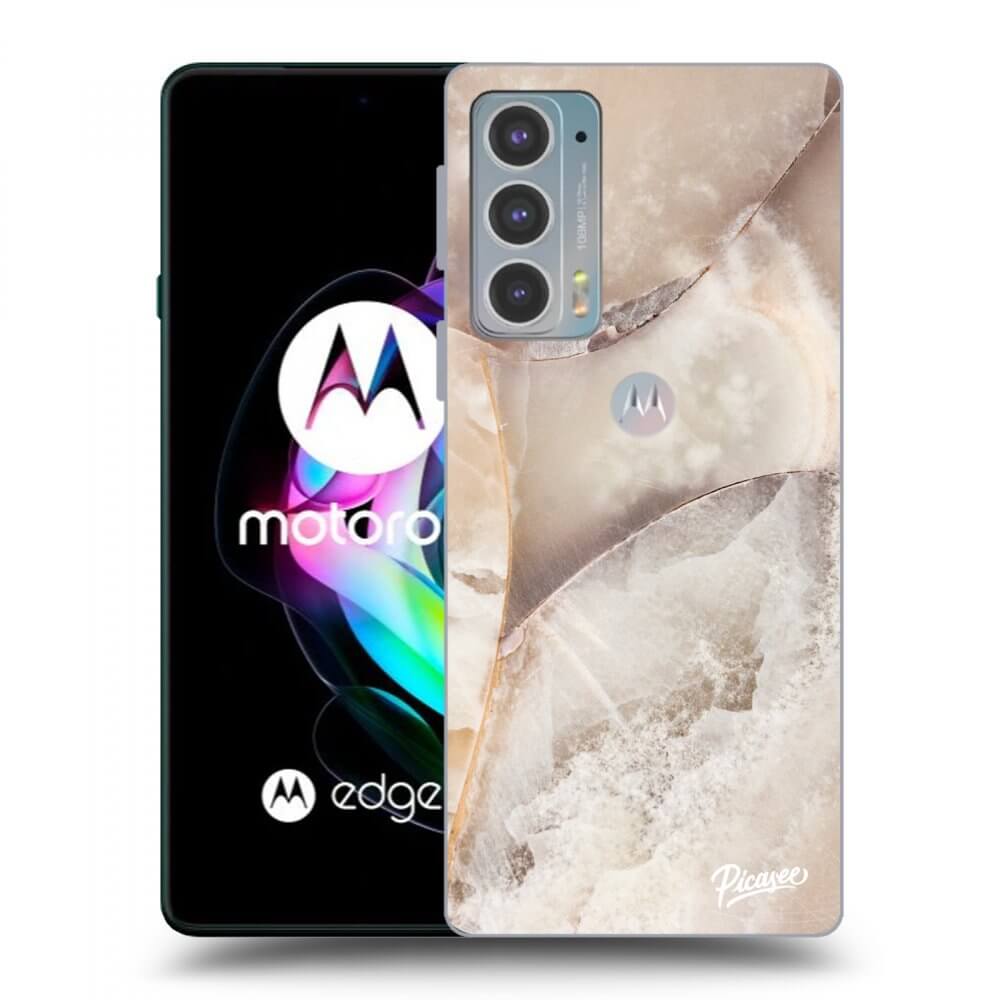 Picasee silikonový černý obal pro Motorola Edge 20 - Cream marble