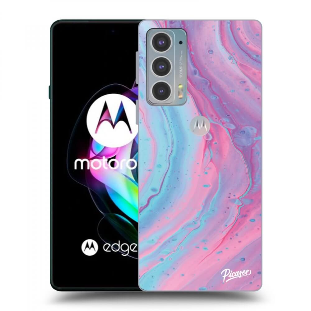 Picasee silikonový černý obal pro Motorola Edge 20 - Pink liquid