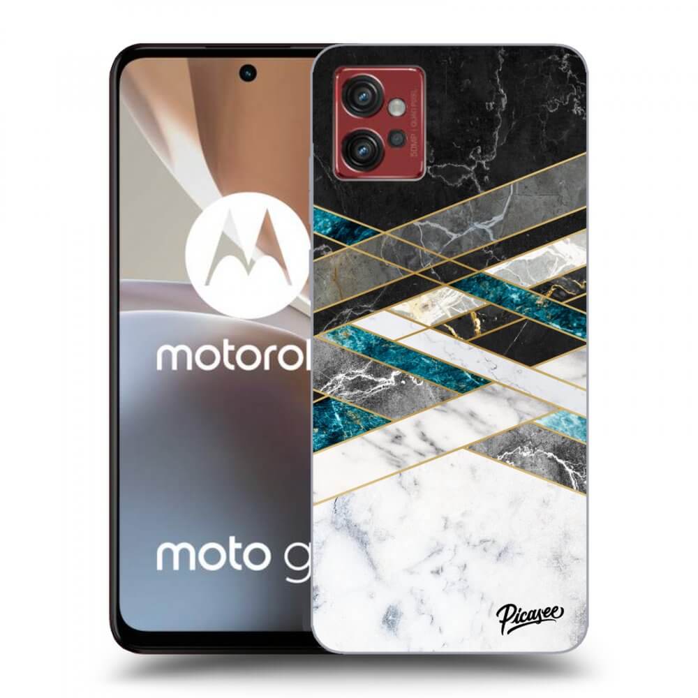 Picasee silikonový průhledný obal pro Motorola Moto G32 - Black & White geometry