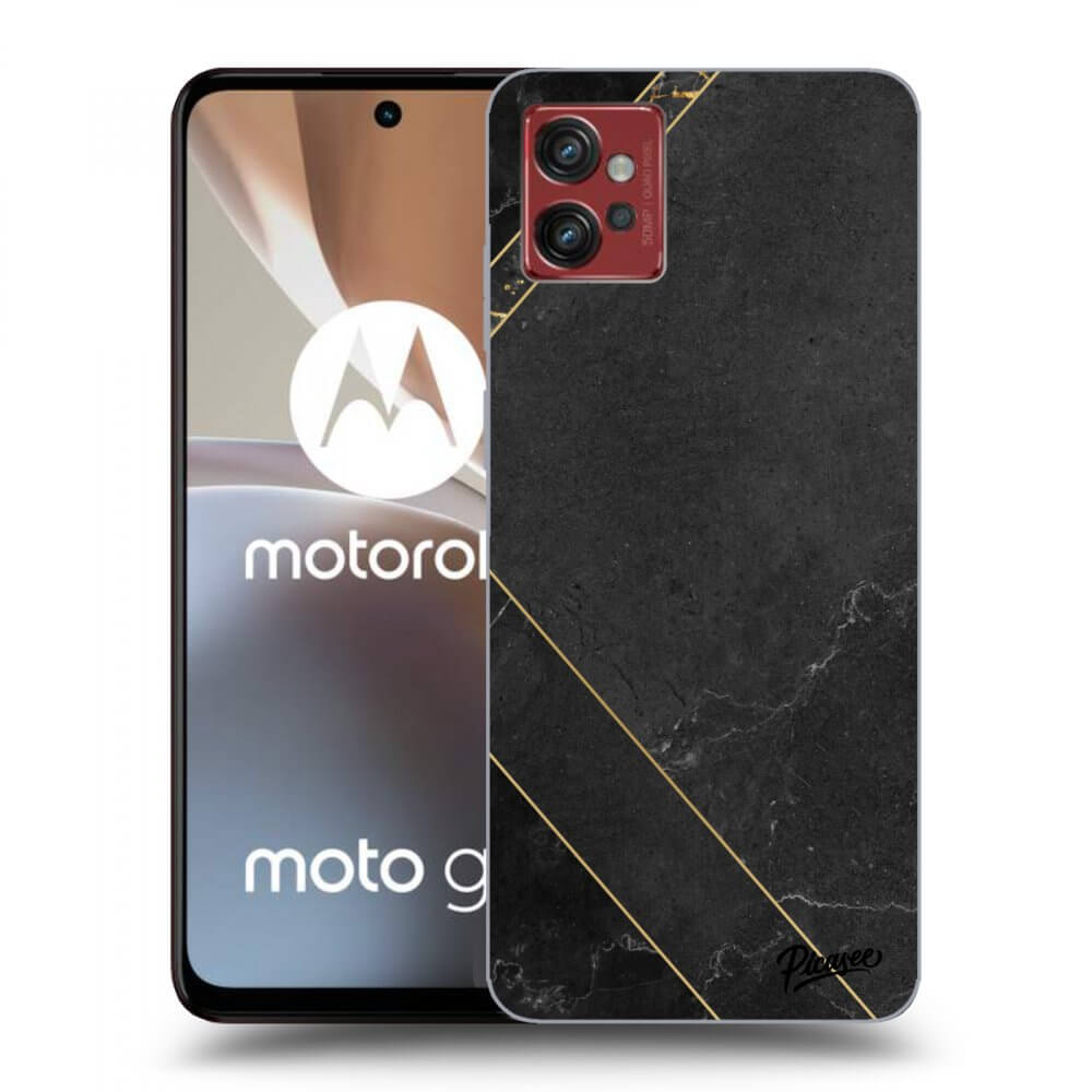 Picasee silikonový průhledný obal pro Motorola Moto G32 - Black tile