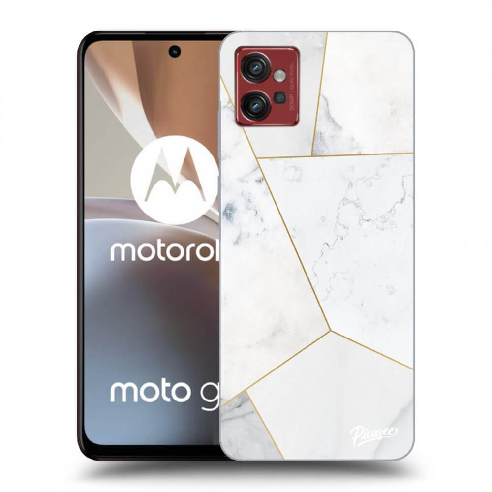 Picasee silikonový průhledný obal pro Motorola Moto G32 - White tile