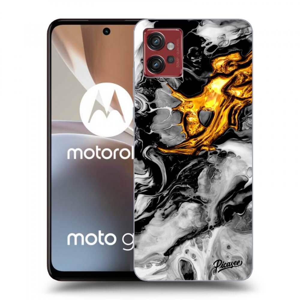 Picasee silikonový černý obal pro Motorola Moto G32 - Black Gold 2