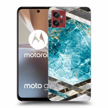 Picasee silikonový černý obal pro Motorola Moto G32 - Blue geometry
