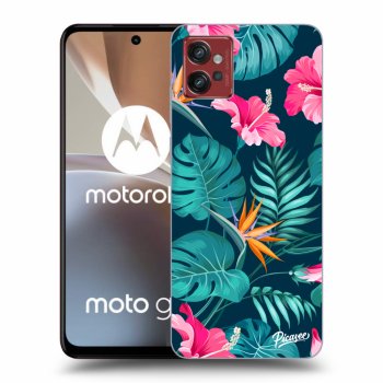 Picasee silikonový černý obal pro Motorola Moto G32 - Pink Monstera