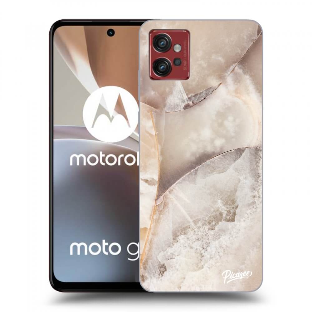 Picasee silikonový černý obal pro Motorola Moto G32 - Cream marble