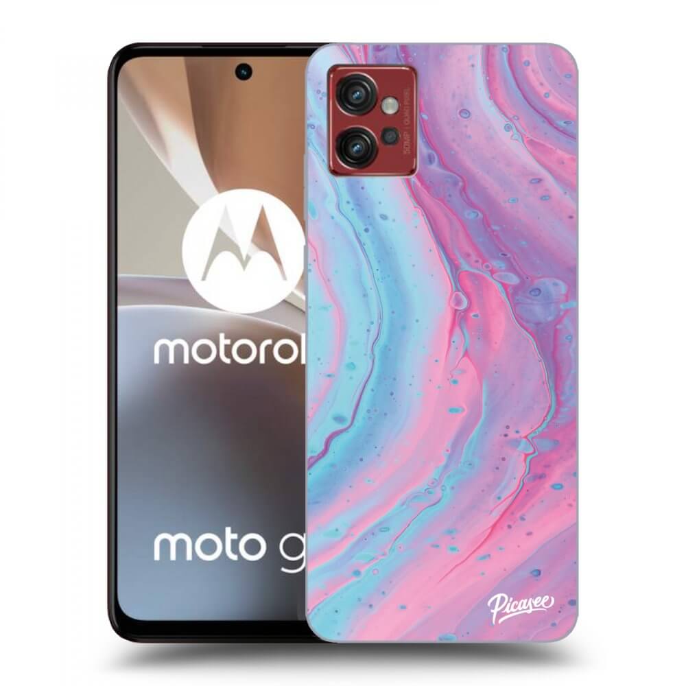Picasee silikonový průhledný obal pro Motorola Moto G32 - Pink liquid