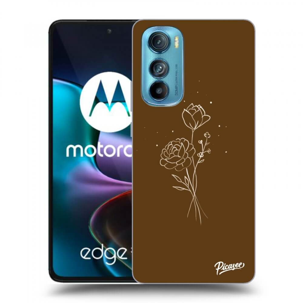 Picasee silikonový černý obal pro Motorola Edge 30 - Brown flowers