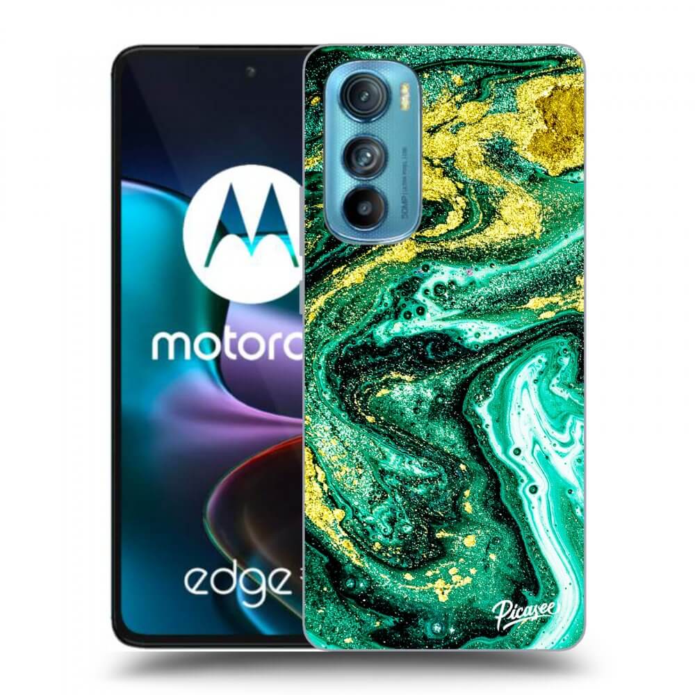 Picasee silikonový černý obal pro Motorola Edge 30 - Green Gold