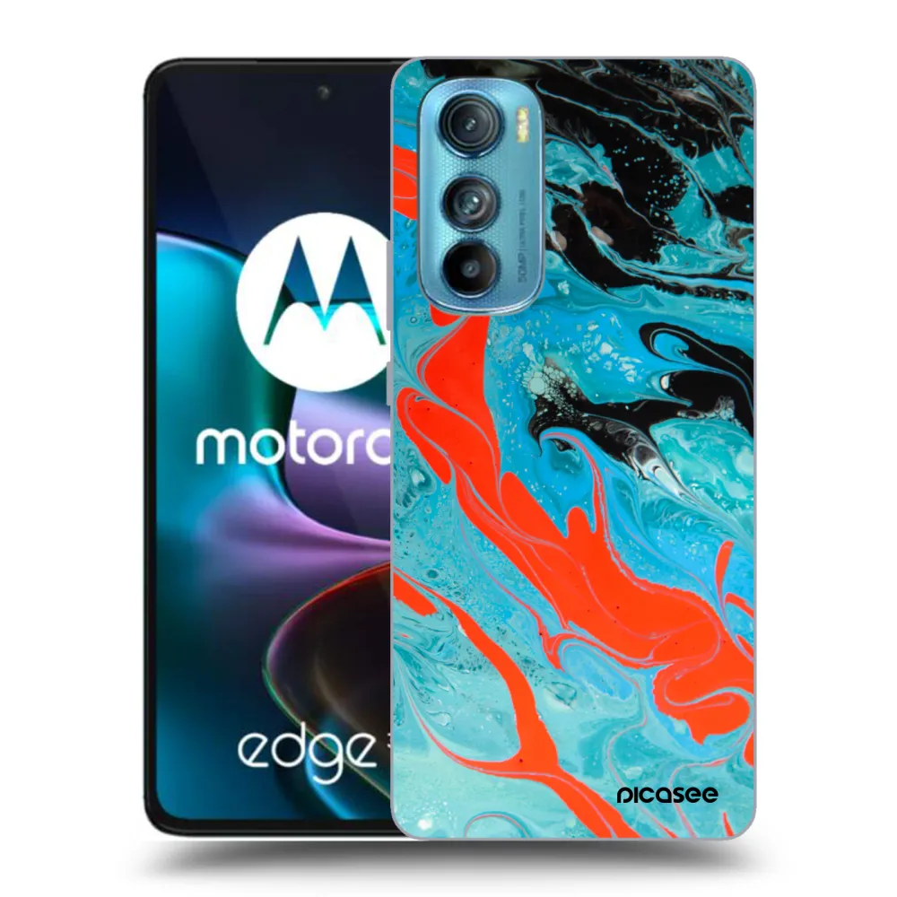 Picasee silikonový průhledný obal pro Motorola Edge 30 - Blue Magma