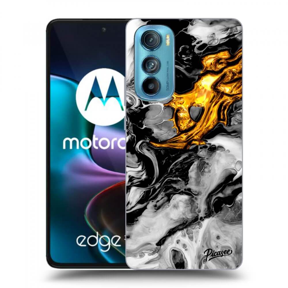 Picasee silikonový černý obal pro Motorola Edge 30 - Black Gold 2