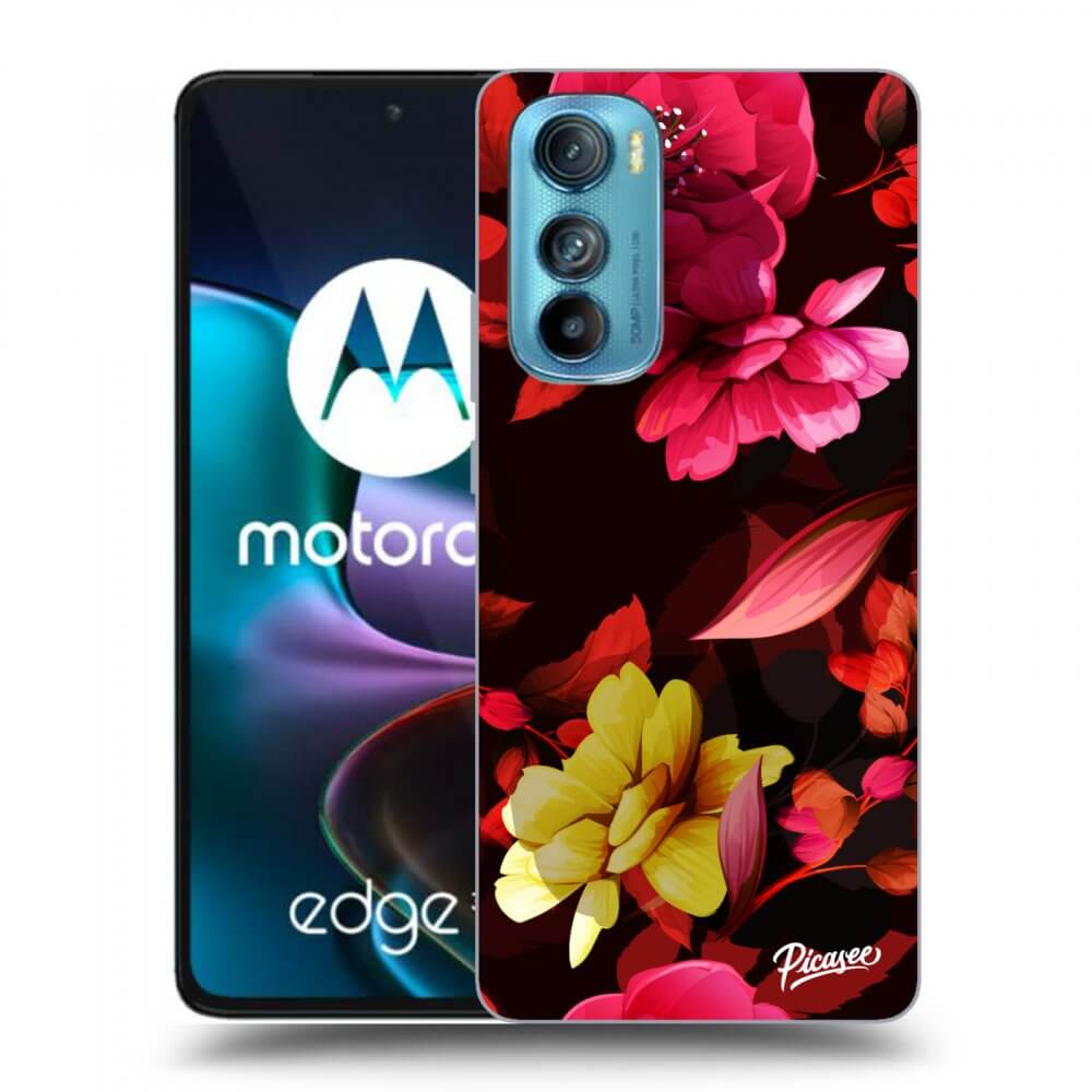 Picasee silikonový černý obal pro Motorola Edge 30 - Dark Peonny