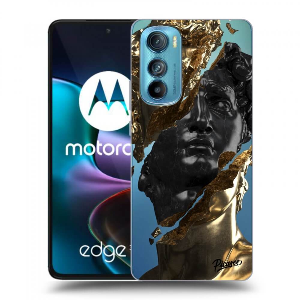 Picasee silikonový průhledný obal pro Motorola Edge 30 - Gold - Black
