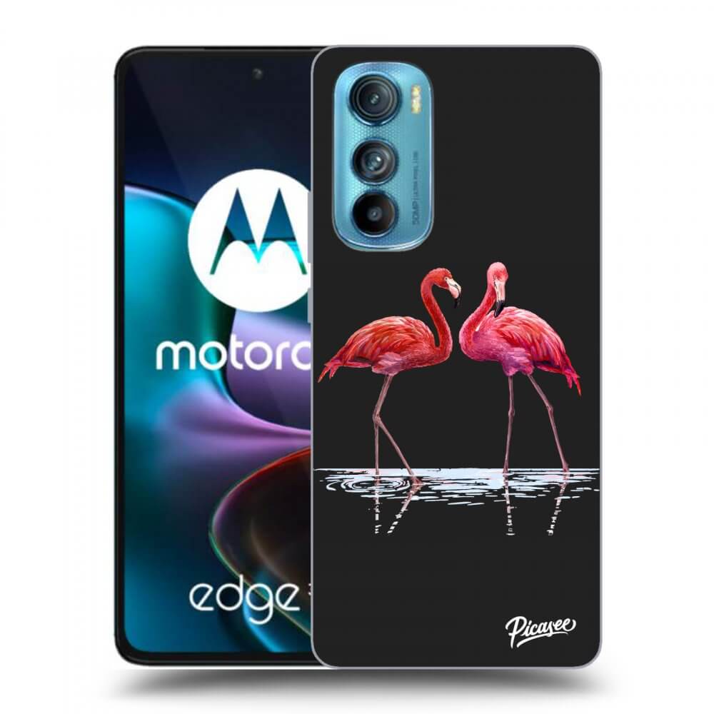 Picasee silikonový černý obal pro Motorola Edge 30 - Flamingos couple