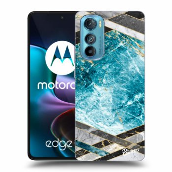 Picasee silikonový černý obal pro Motorola Edge 30 - Blue geometry