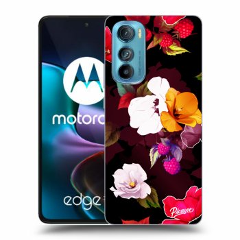 Picasee silikonový černý obal pro Motorola Edge 30 - Flowers and Berries