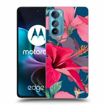 Picasee silikonový černý obal pro Motorola Edge 30 - Hibiscus