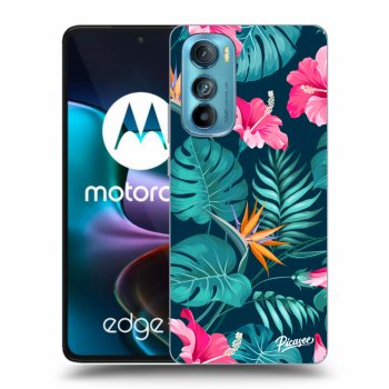 Picasee silikonový průhledný obal pro Motorola Edge 30 - Pink Monstera