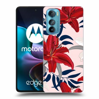 Picasee silikonový černý obal pro Motorola Edge 30 - Red Lily