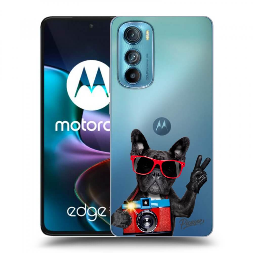 Picasee silikonový průhledný obal pro Motorola Edge 30 - French Bulldog