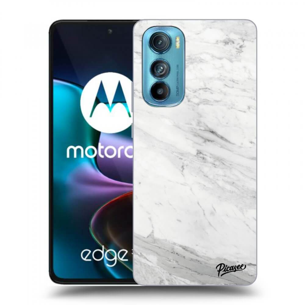 Picasee silikonový černý obal pro Motorola Edge 30 - White marble