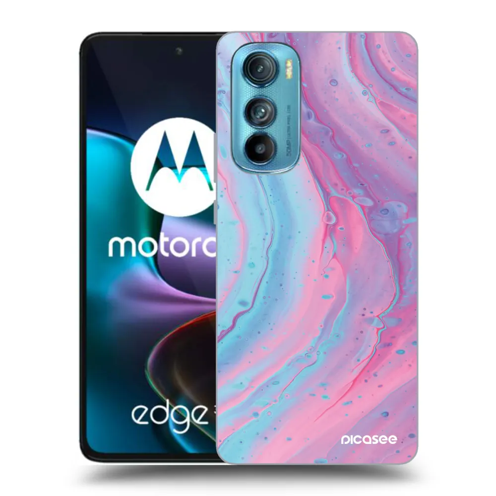 Picasee silikonový průhledný obal pro Motorola Edge 30 - Pink liquid