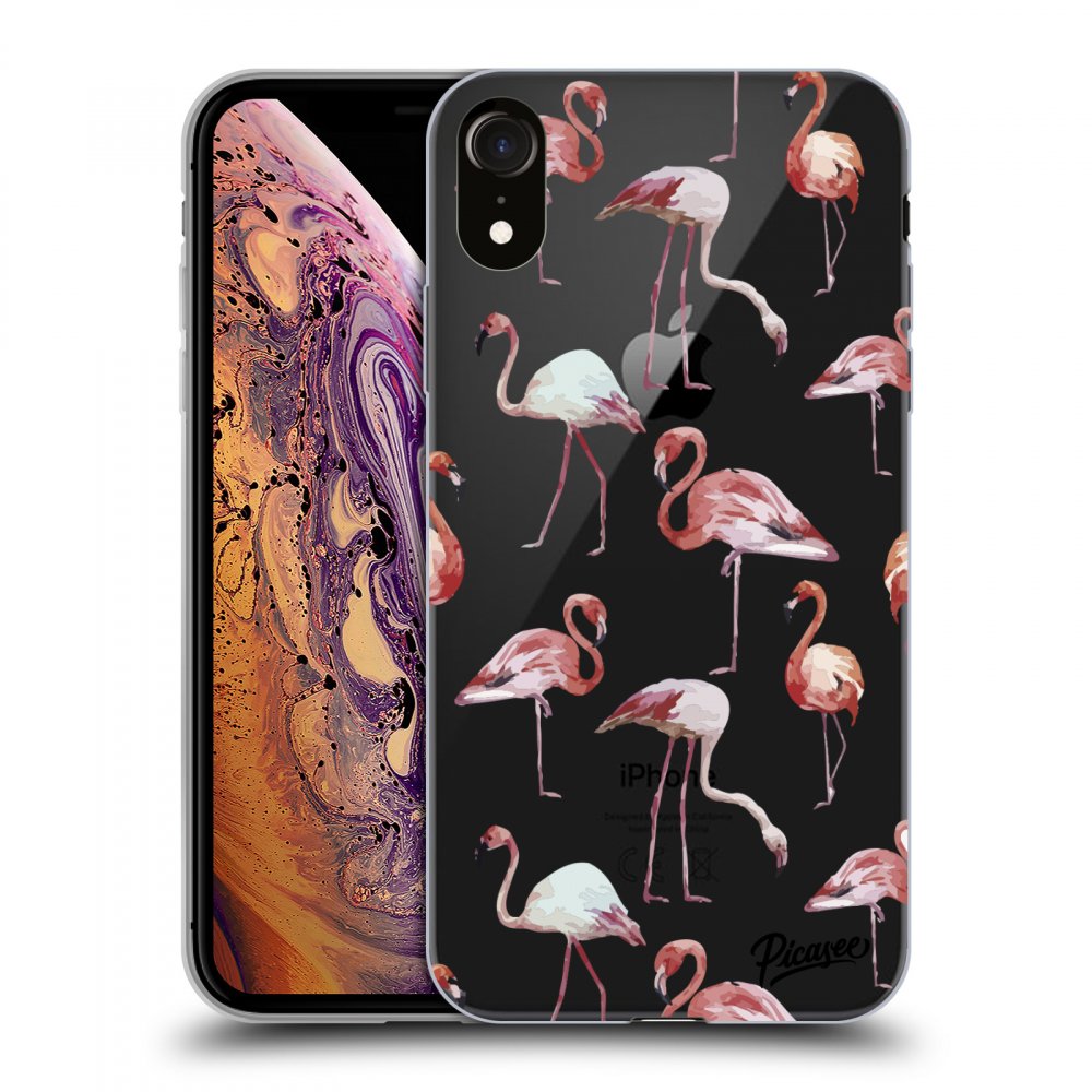 Picasee silikonový průhledný obal pro Apple iPhone XR - Flamingos