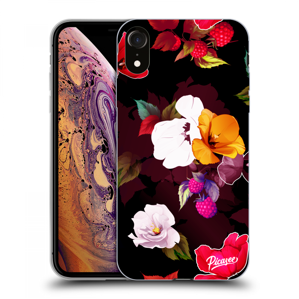 Picasee silikonový černý obal pro Apple iPhone XR - Flowers and Berries