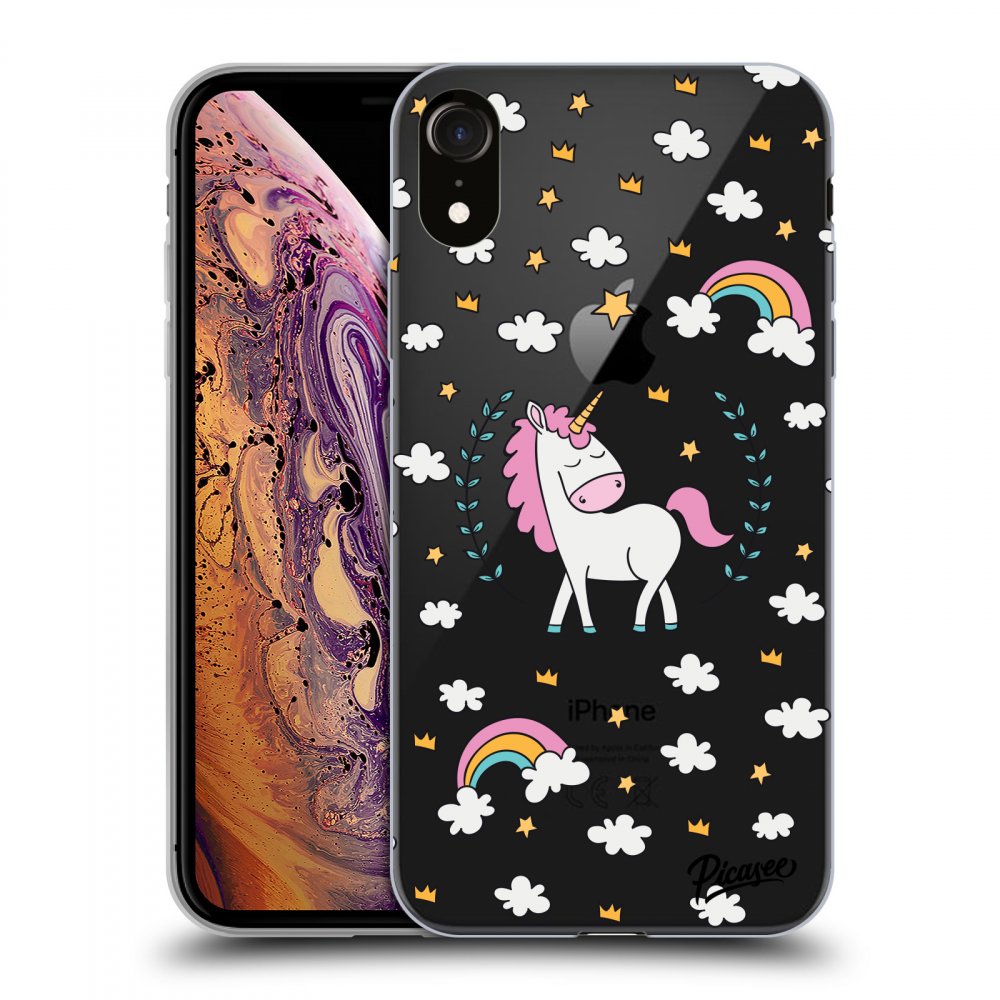 Picasee silikonový průhledný obal pro Apple iPhone XR - Unicorn star heaven