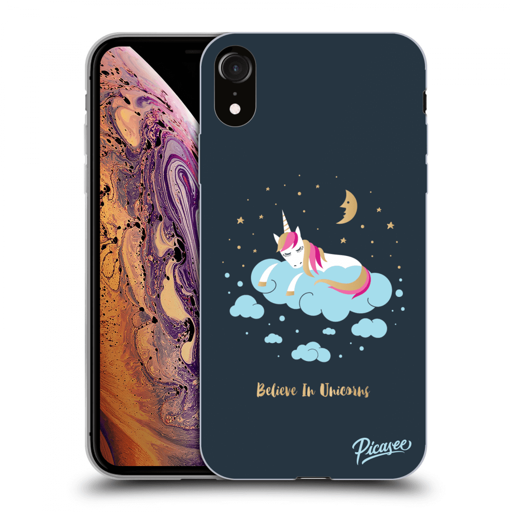 Picasee silikonový průhledný obal pro Apple iPhone XR - Believe In Unicorns