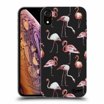 Picasee silikonový černý obal pro Apple iPhone XR - Flamingos