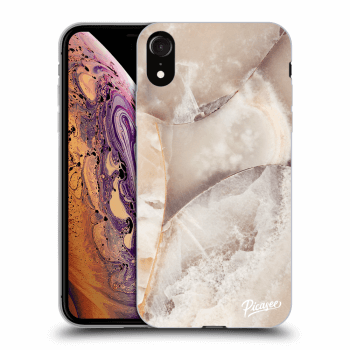Picasee silikonový průhledný obal pro Apple iPhone XR - Cream marble