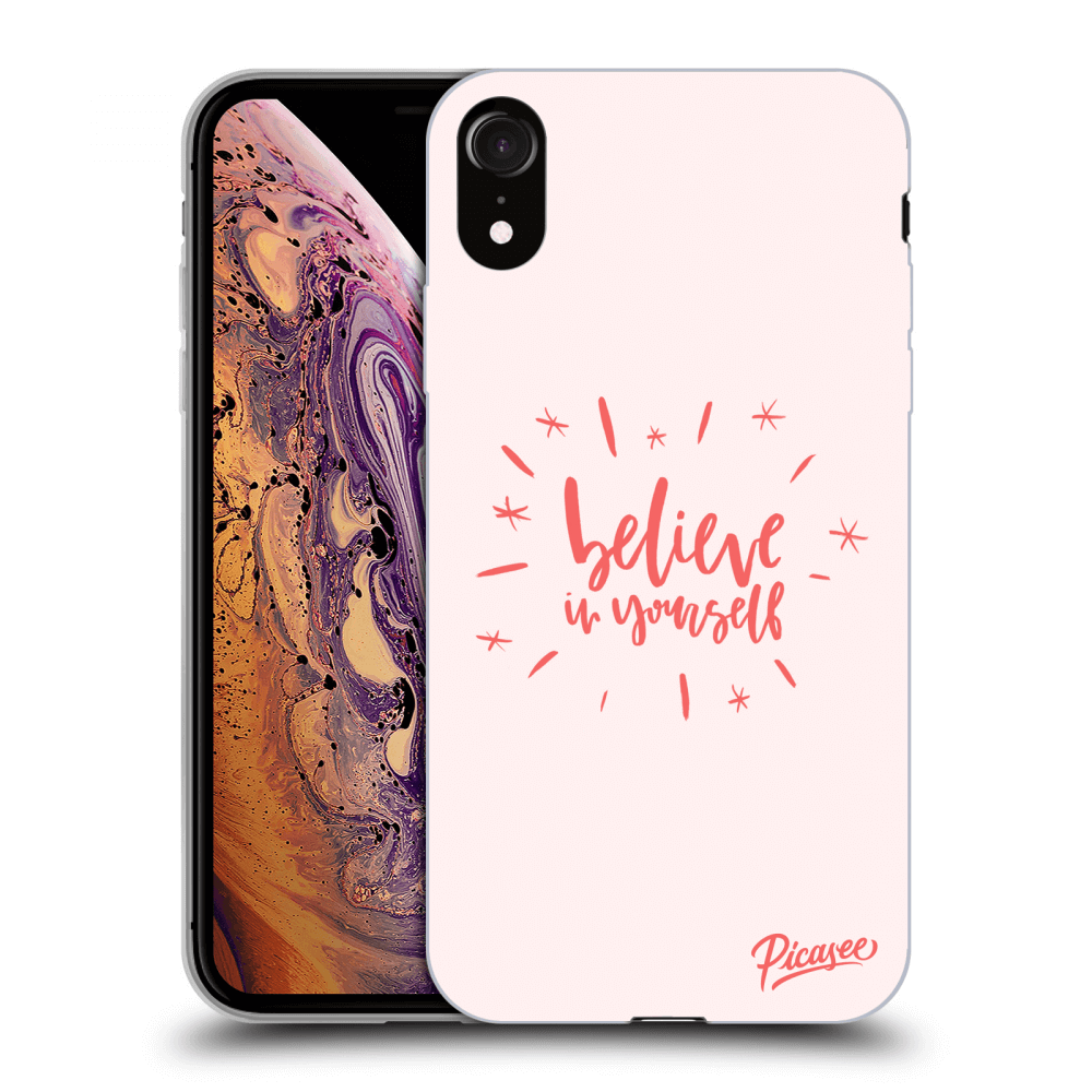 Picasee silikonový černý obal pro Apple iPhone XR - Believe in yourself