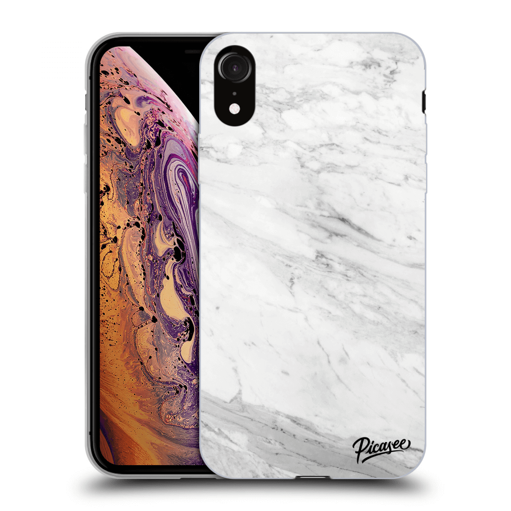 Picasee silikonový průhledný obal pro Apple iPhone XR - White marble