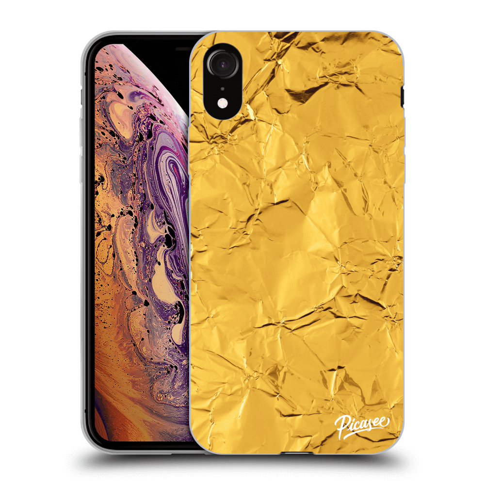 Picasee silikonový černý obal pro Apple iPhone XR - Gold
