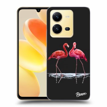 Picasee silikonový černý obal pro Vivo X80 Lite - Flamingos couple
