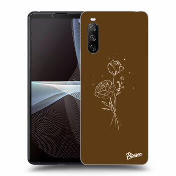 Picasee silikonový černý obal pro Sony Xperia 10 III - Brown flowers