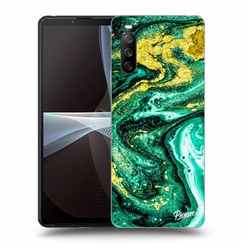 Picasee silikonový černý obal pro Sony Xperia 10 III - Green Gold