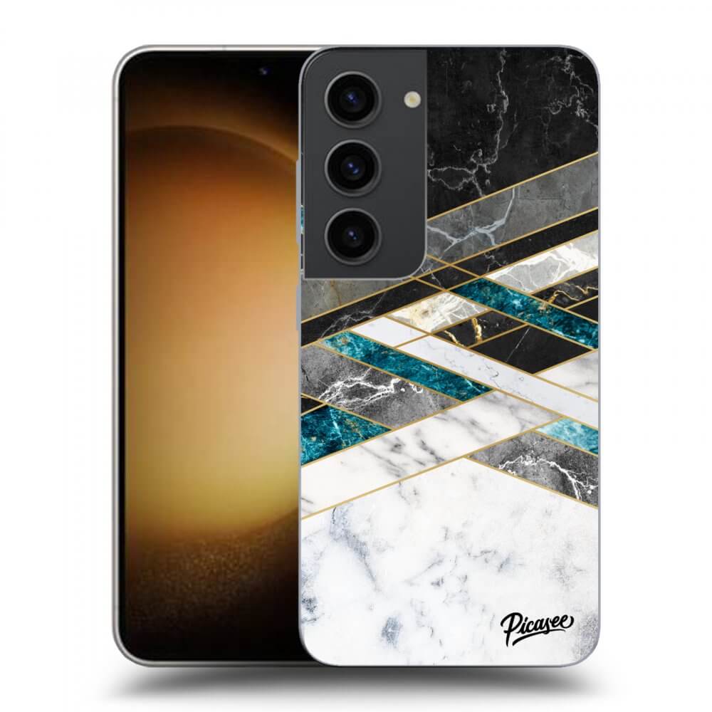Picasee silikonový průhledný obal pro Samsung Galaxy S23 5G - Black & White geometry
