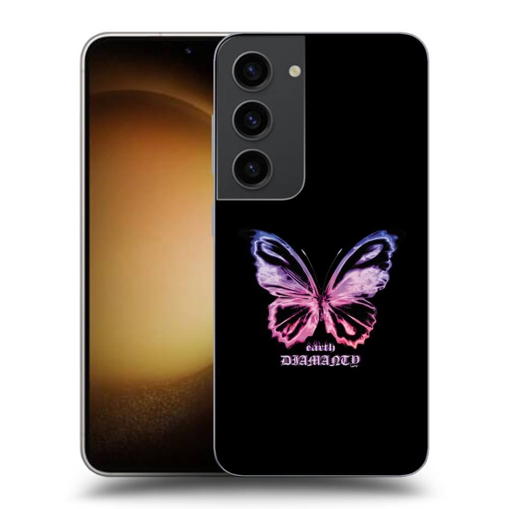 Picasee silikonový průhledný obal pro Samsung Galaxy S23 5G - Diamanty Purple