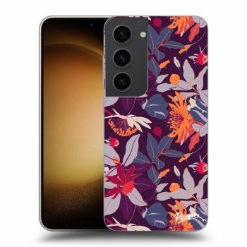 Picasee silikonový průhledný obal pro Samsung Galaxy S23 5G - Purple Leaf