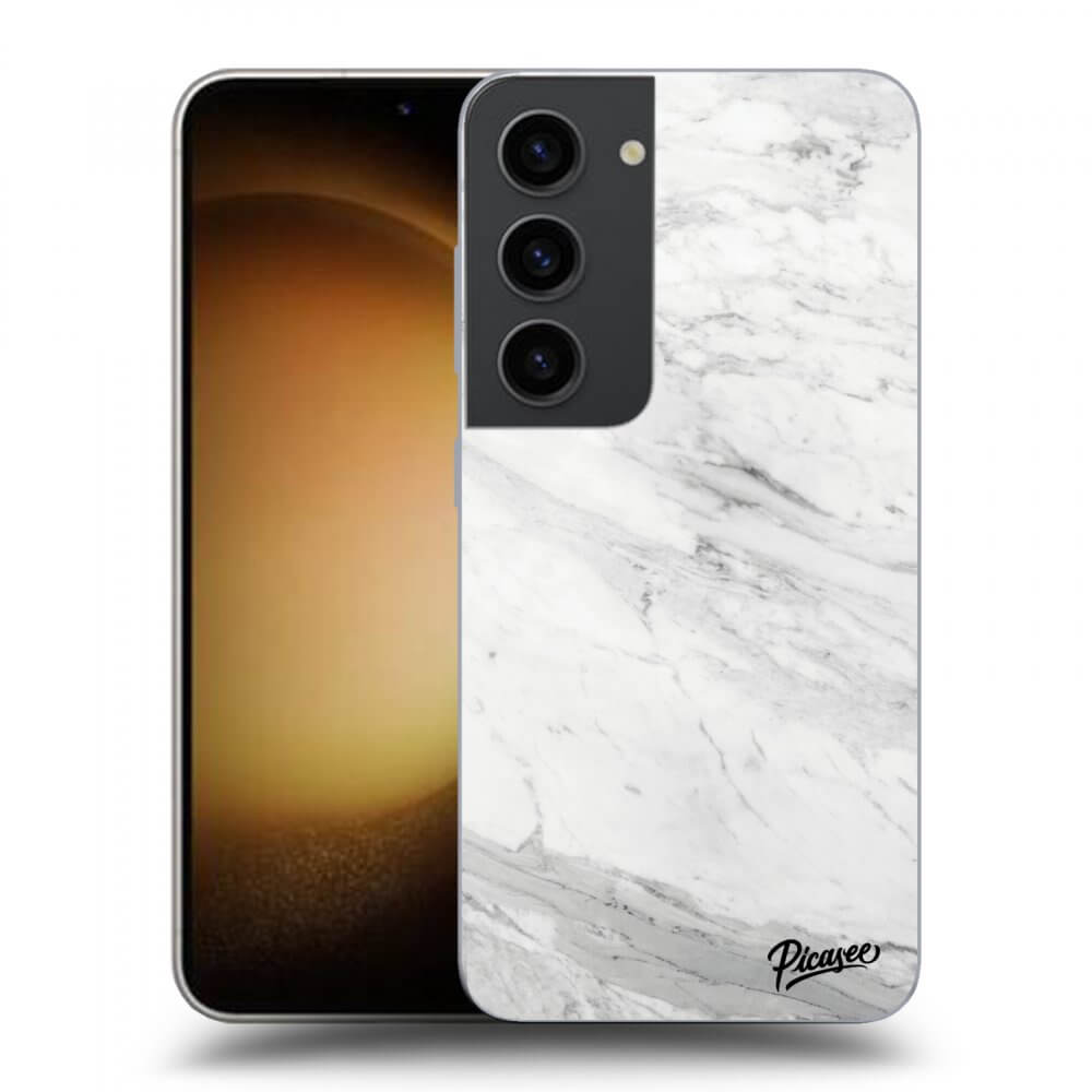 Picasee silikonový černý obal pro Samsung Galaxy S23 5G - White marble