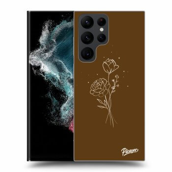 Picasee silikonový černý obal pro Samsung Galaxy S23 Ultra 5G - Brown flowers
