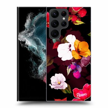 Picasee silikonový černý obal pro Samsung Galaxy S23 Ultra 5G - Flowers and Berries