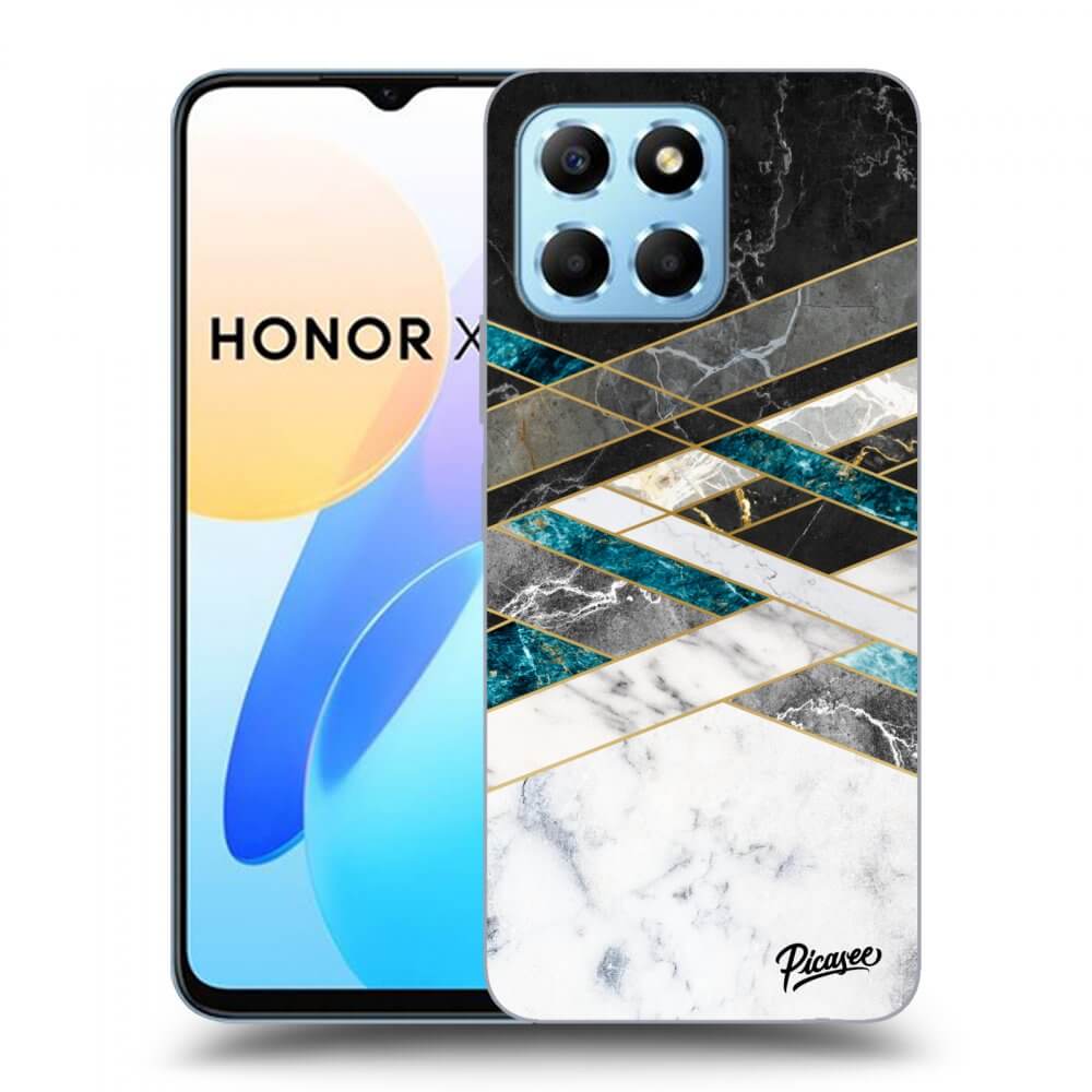Picasee silikonový průhledný obal pro Honor X8 5G - Black & White geometry
