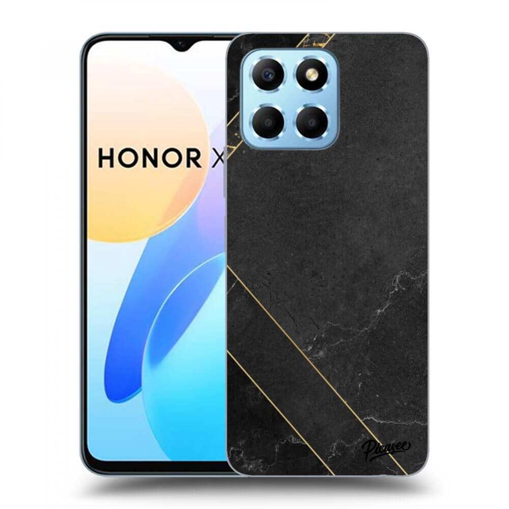Picasee silikonový průhledný obal pro Honor X8 5G - Black tile