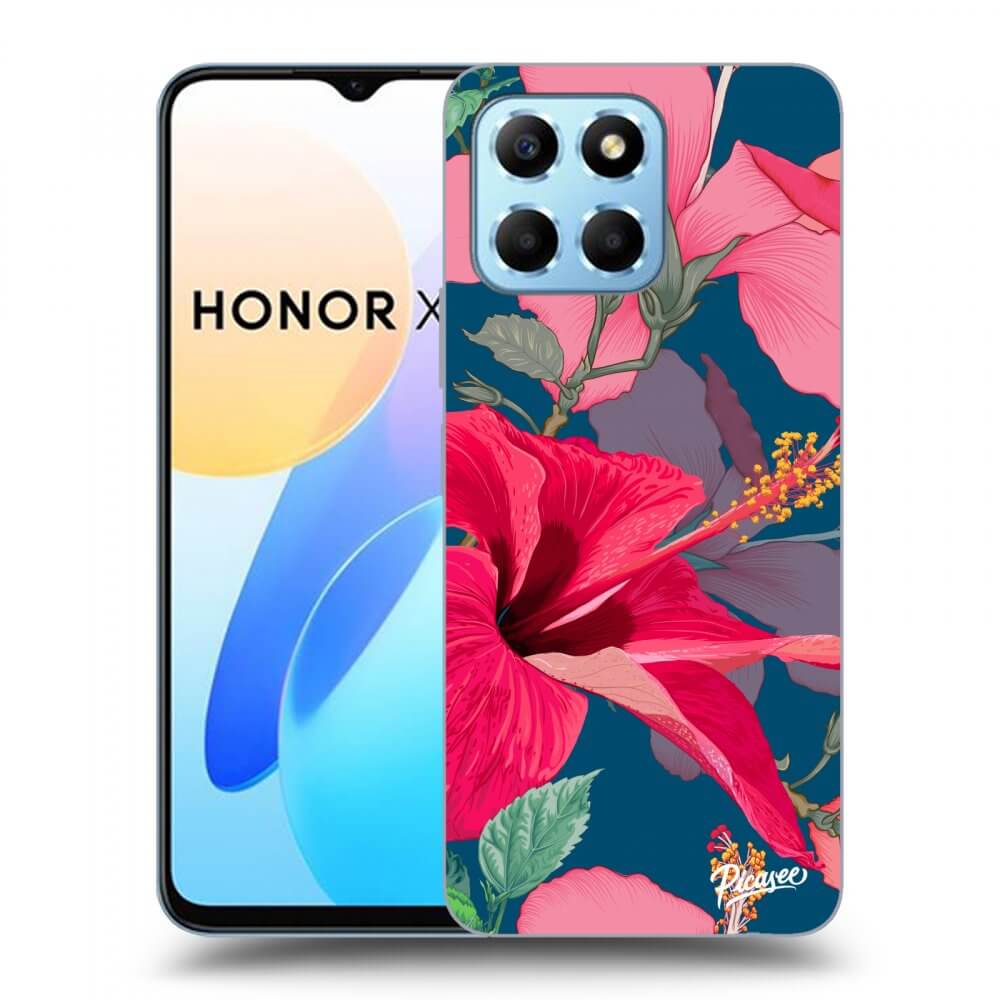 Picasee silikonový průhledný obal pro Honor X8 5G - Hibiscus