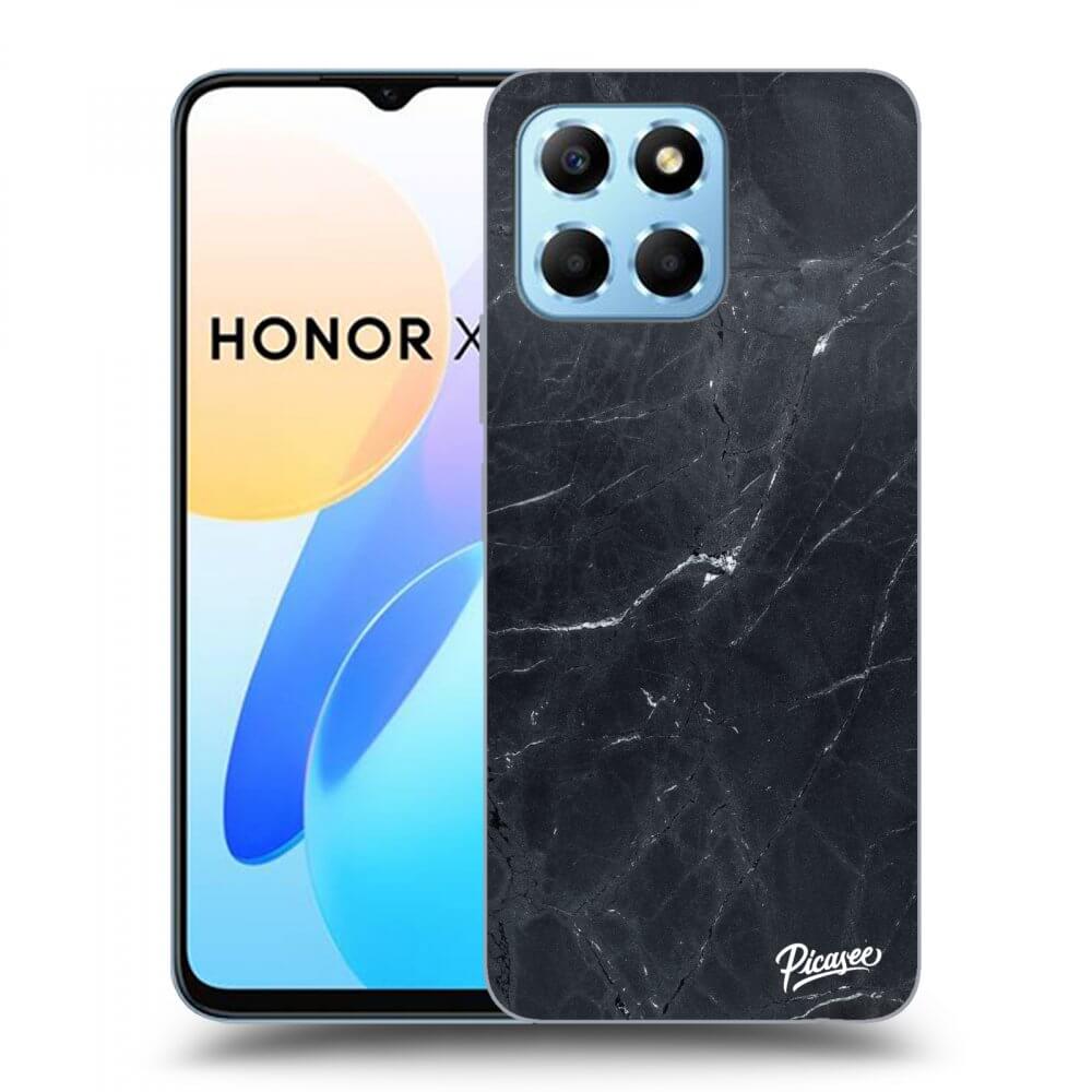 Picasee silikonový černý obal pro Honor X8 5G - Black marble