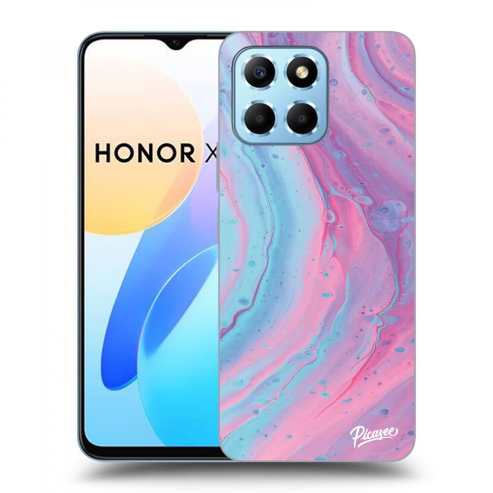 Picasee silikonový černý obal pro Honor X8 5G - Pink liquid