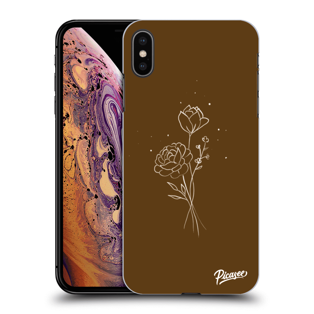 Picasee silikonový průhledný obal pro Apple iPhone XS Max - Brown flowers