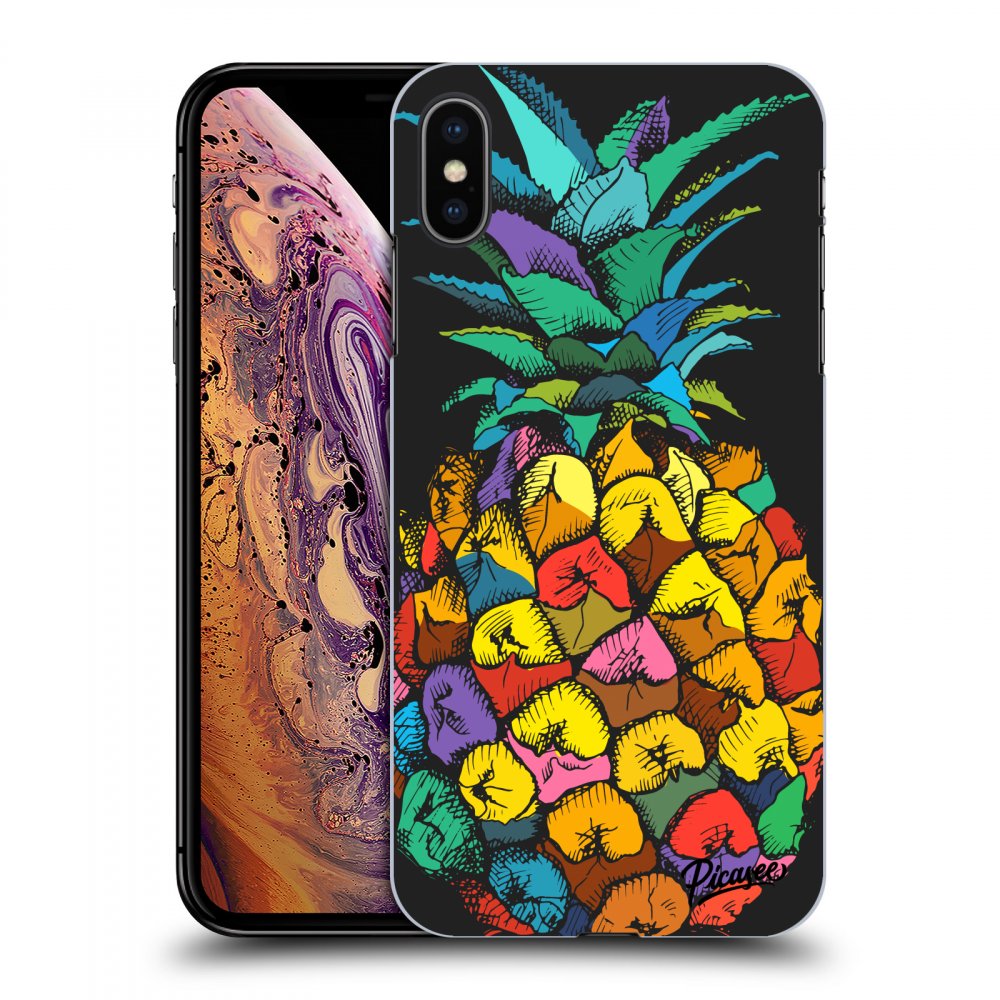 Picasee silikonový černý obal pro Apple iPhone XS Max - Pineapple